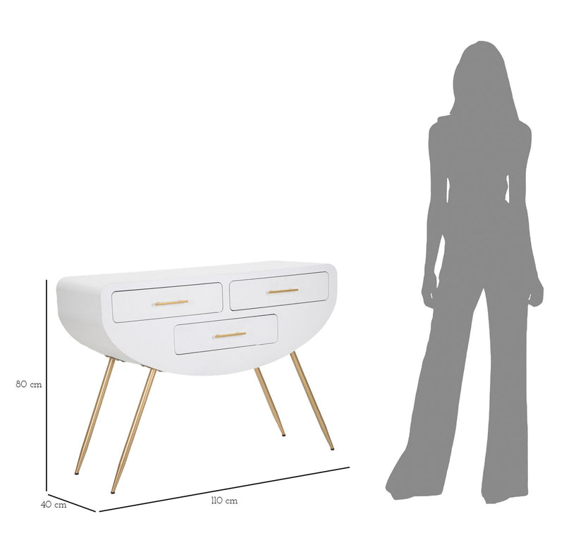 Console blanche avec pieds en bois – Entrée moderne Venus