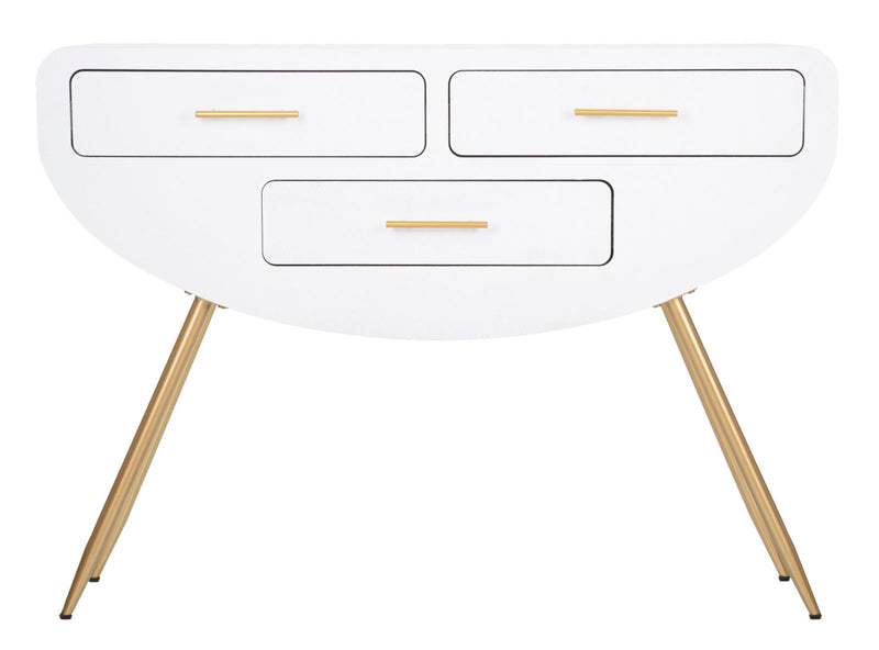 Console blanche avec pieds en bois – Entrée moderne Venus