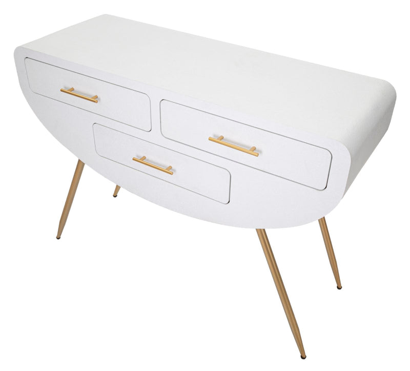 Console blanche avec pieds en bois – Entrée moderne Venus