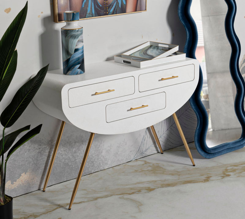 Console blanche avec pieds en bois – Entrée moderne Venus