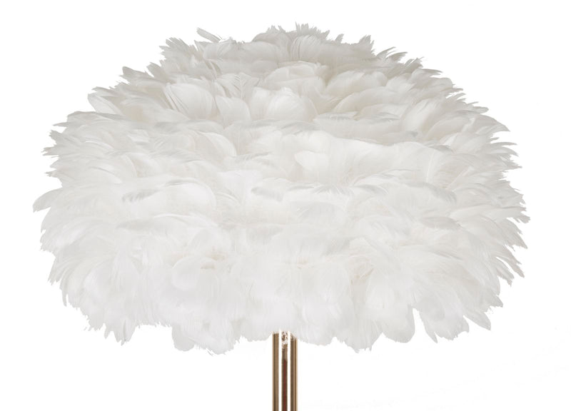 Lampadaire blanc fin avec abat-jour en plumes – Collection Feathers