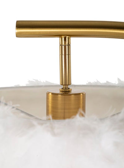 Lampadaire semi-arc doré avec abat-jour blanc – Modern Elegant Design