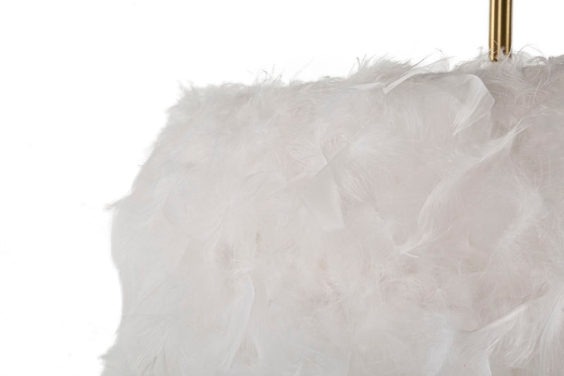 Lampadaire semi-arc doré avec abat-jour blanc – Modern Elegant Design