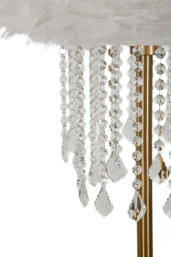 Lampadaire blanc style cristal avec abat-jour en tissu – Collection Diamon
