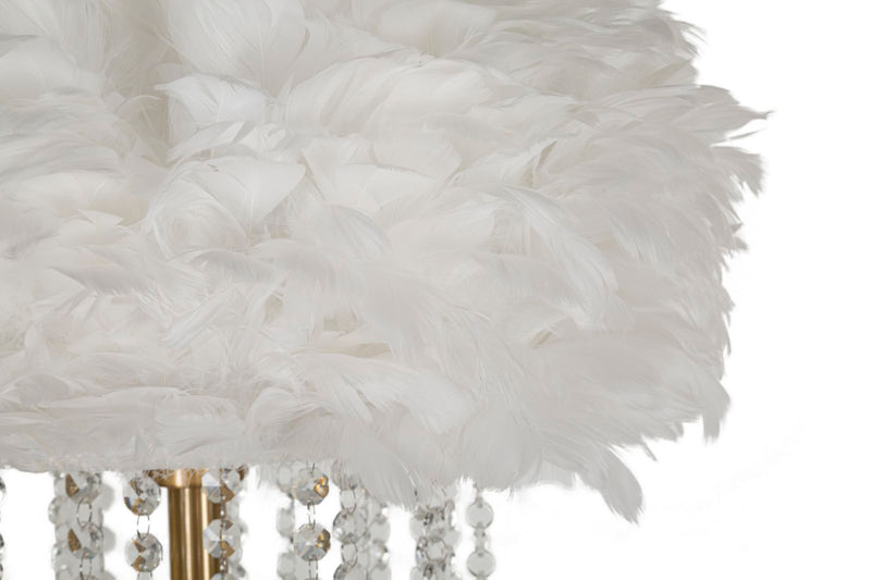 Lampadaire blanc style cristal avec abat-jour en tissu – Collection Diamon