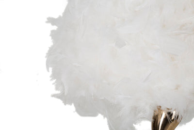 Lampe de table blanche à plumes avec pied doré – Collection Cart