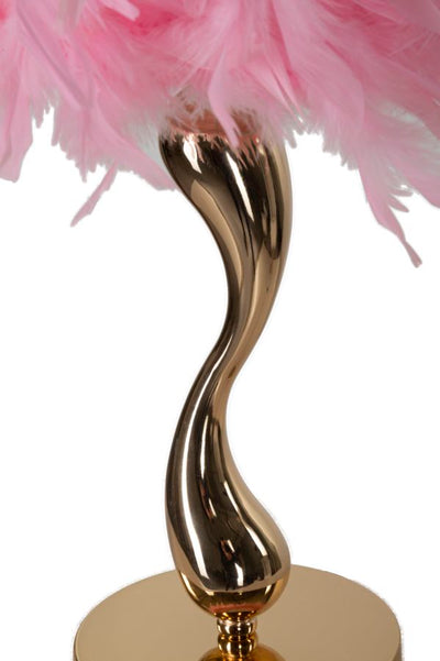 Lampe de table rose à base dorée – Collection Cart