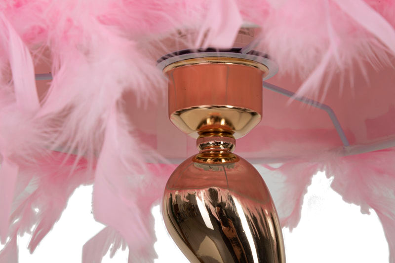 Lampe de table rose à base dorée – Collection Cart