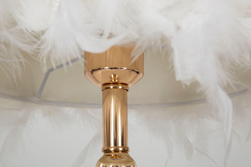 Lampe de table en plumes blanches avec pied décoratif – Tarty Design
