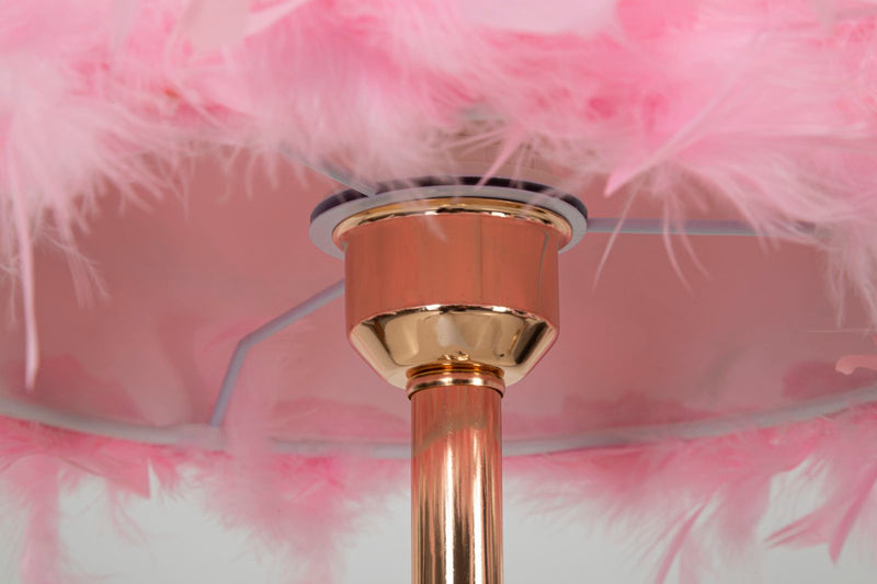 Lampe de table en plumes roses avec pied décoratif – Tarty Collection
