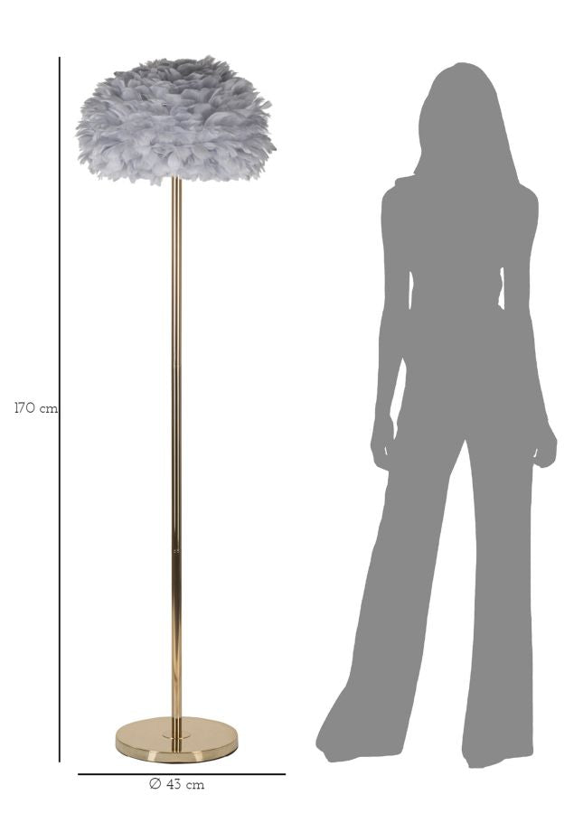 Lampadaire fin gris avec abat-jour en plumes – Collection Feathers