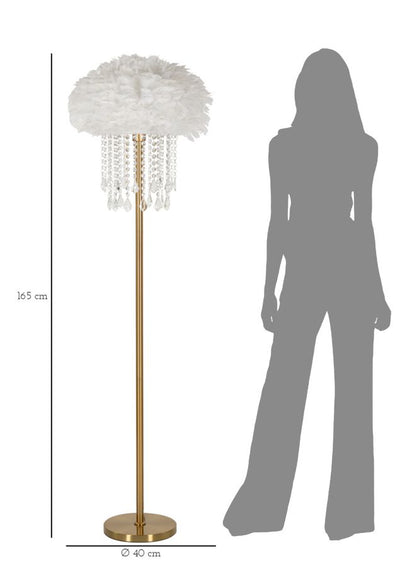 Lampadaire blanc style cristal avec abat-jour en tissu – Collection Diamon