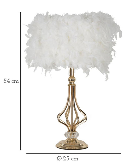 Lampe de table en plumes blanches avec pied décoratif – Tarty Design