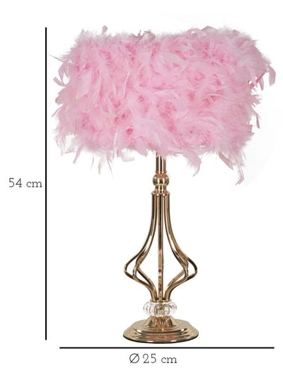 Lampe de table en plumes roses avec pied décoratif – Tarty Collection