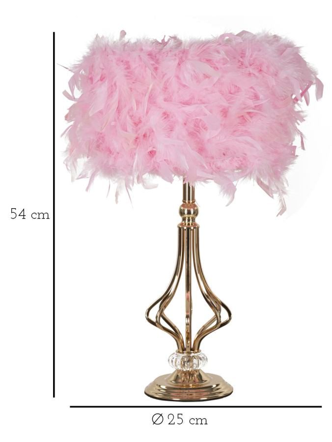Lampe de table en plumes roses avec pied décoratif – Tarty Collection