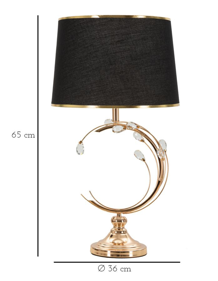 Lampe de table noire et dorée avec abat-jour en tissu – Bruxelles Collection