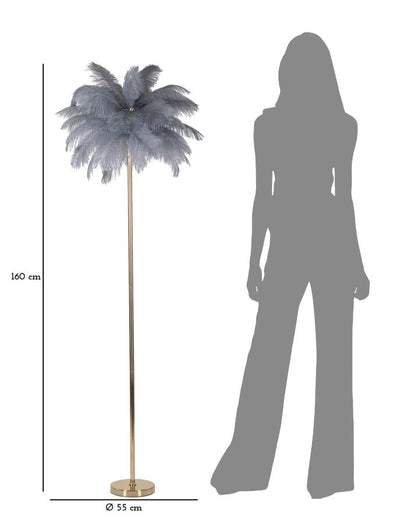 Lampadaire gris en forme de palmier avec abat-jour en tissu – Tropical Accent