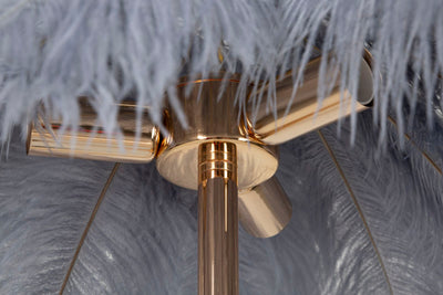 Lampadaire gris en forme de palmier avec abat-jour en tissu – Tropical Accent