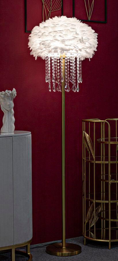 Lampadaire blanc style cristal avec abat-jour en tissu – Collection Diamon