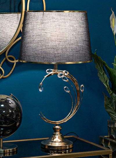 Lampe de table noire et dorée avec abat-jour en tissu – Bruxelles Collection