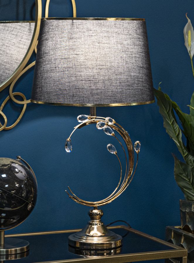 Lampe de table noire et dorée avec abat-jour en tissu – Bruxelles Collection