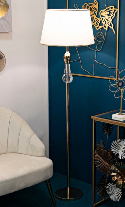 Lampadaire vert et doré avec abat-jour en tissu – Bratislava Modern