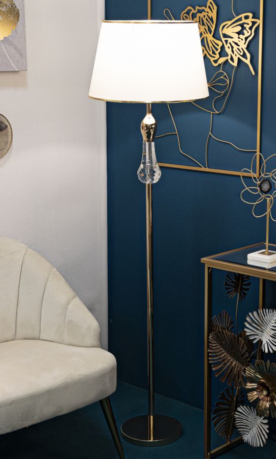 Lampadaire vert et doré avec abat-jour en tissu – Bratislava Modern