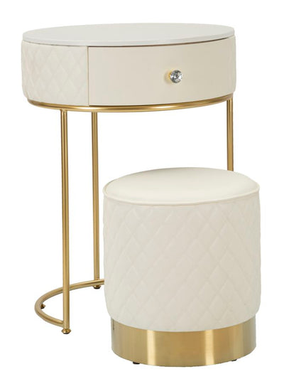 Table de chevet haute blanche avec tabouret – Ensemble moderne Sharon