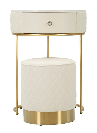 Table de chevet haute blanche avec tabouret – Ensemble moderne Sharon