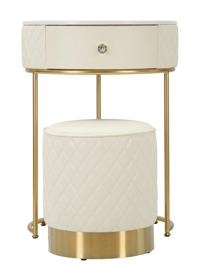 Table de chevet haute blanche avec tabouret – Ensemble moderne Sharon