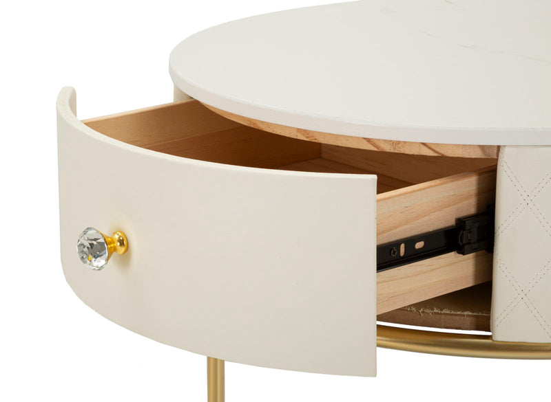 Table de chevet haute blanche avec tabouret – Ensemble moderne Sharon