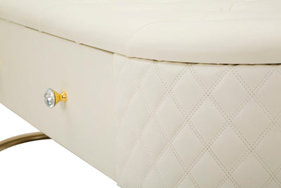 Banc rembourré blanc avec tiroirs – Rangement Sharon