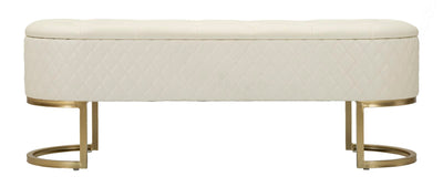 Banc rembourré blanc avec tiroirs – Rangement Sharon