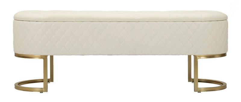 Banc rembourré blanc avec tiroirs – Rangement Sharon