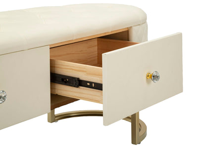 Banc rembourré blanc avec tiroirs – Rangement Sharon