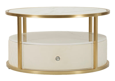 Table basse ronde avec piètement doré – Sharon Modern Design