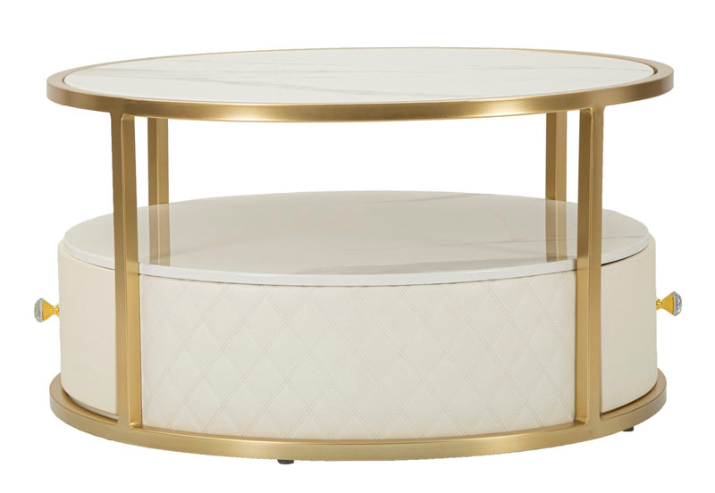 Table basse ronde avec piètement doré – Sharon Modern Design
