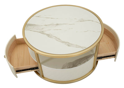 Table basse ronde avec piètement doré – Sharon Modern Design