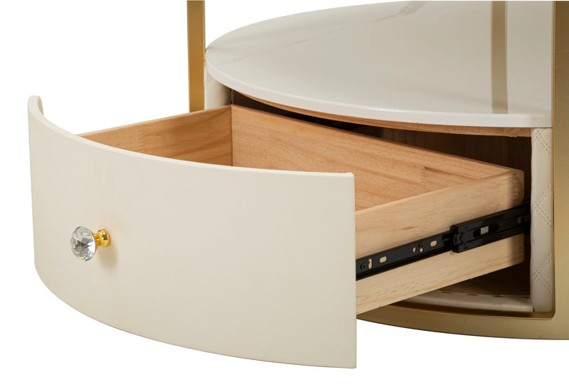 Table basse ronde avec piètement doré – Sharon Modern Design