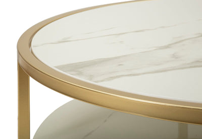 Table basse ronde avec piètement doré – Sharon Modern Design