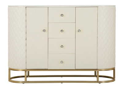 Armoire en bois blanc avec base dorée – Meuble de rangement Sharon