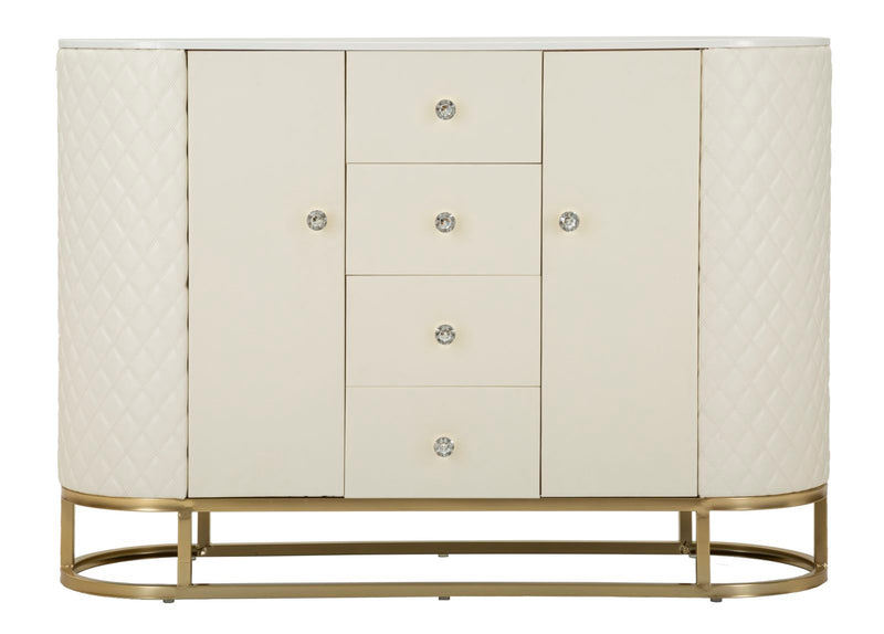 Armoire en bois blanc avec base dorée – Meuble de rangement Sharon