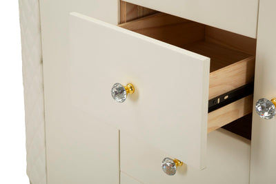 Armoire en bois blanc avec base dorée – Meuble de rangement Sharon