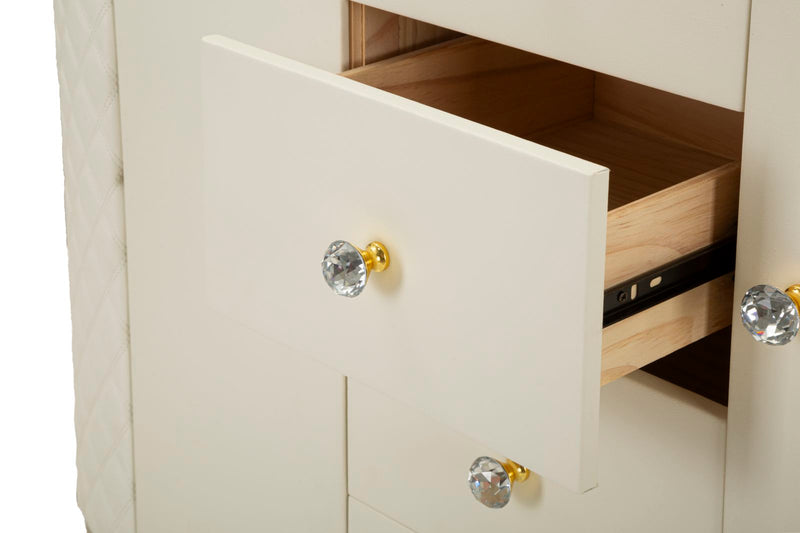 Armoire en bois blanc avec base dorée – Meuble de rangement Sharon