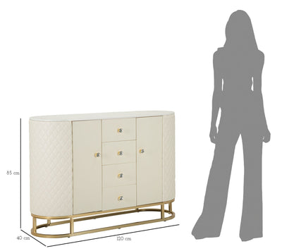 Armoire en bois blanc avec base dorée – Meuble de rangement Sharon