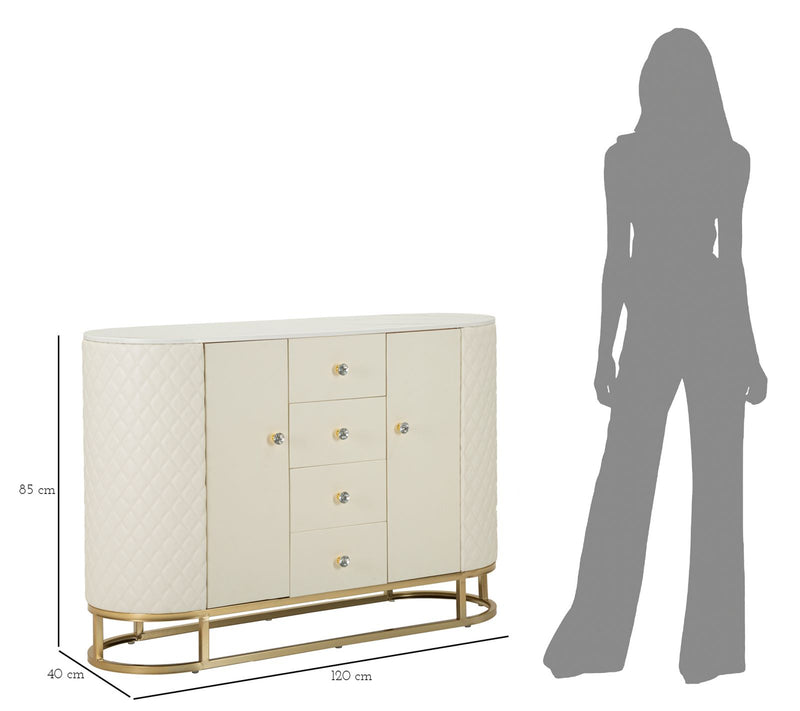 Armoire en bois blanc avec base dorée – Meuble de rangement Sharon