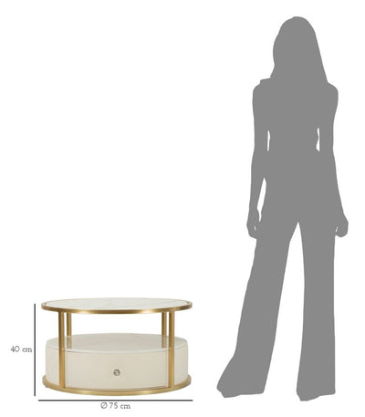 Table basse ronde avec piètement doré – Sharon Modern Design