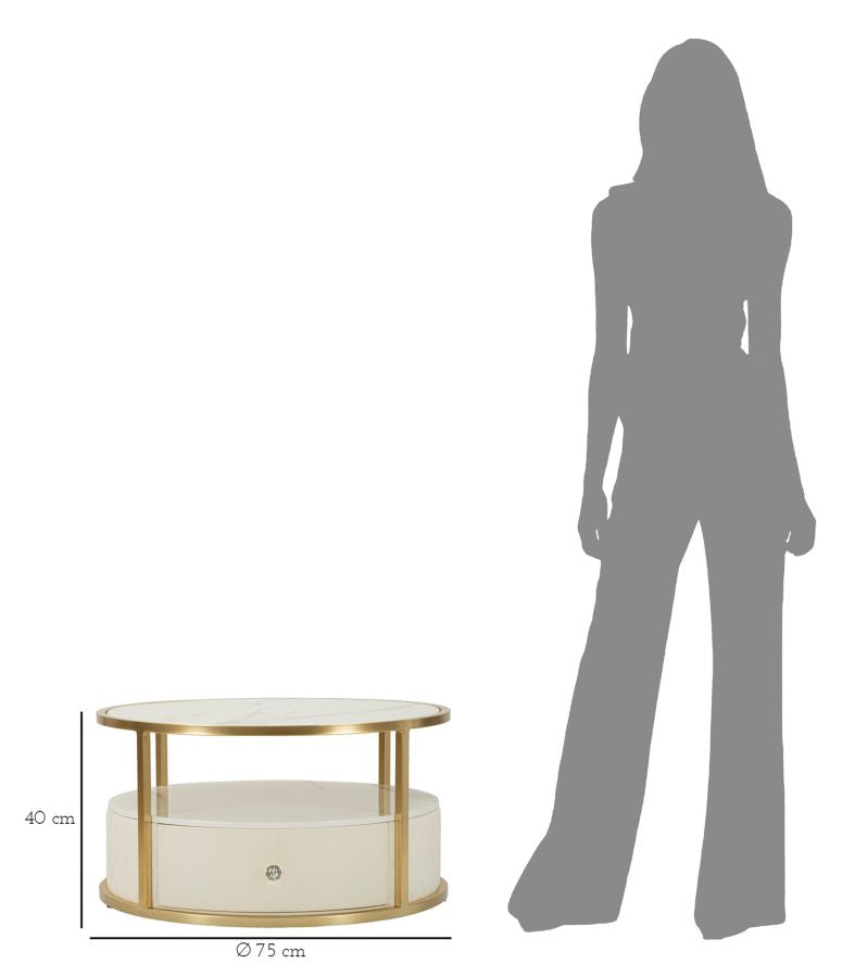 Table basse ronde avec piètement doré – Sharon Modern Design