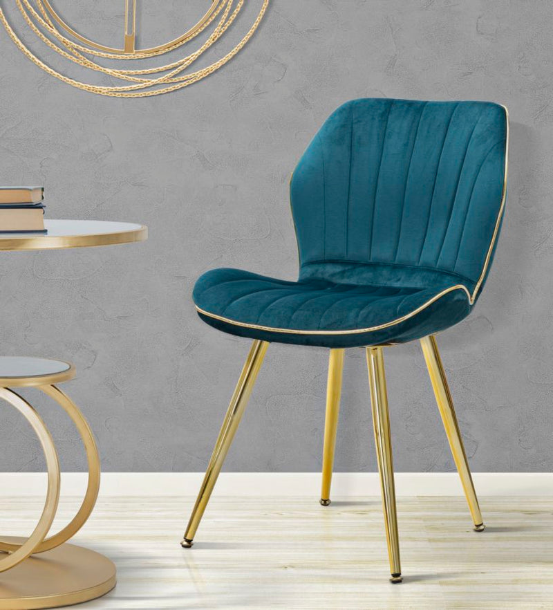 Lot de 2 chaises de salle à manger en velours bleu sarcelle avec pieds dorés – Paris Space