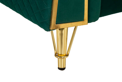 Canapé en velours vert avec coussins – Canapé 2 places Emy